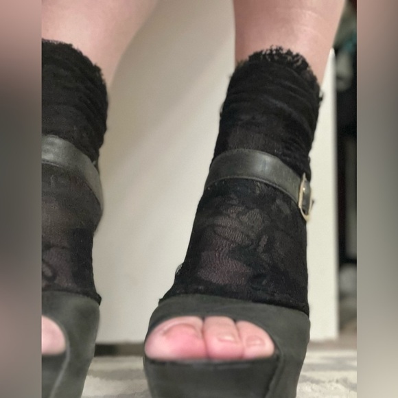 Betsey Johnson Lace sock platform heels punk grunge Y2K - Picture 5 of 6